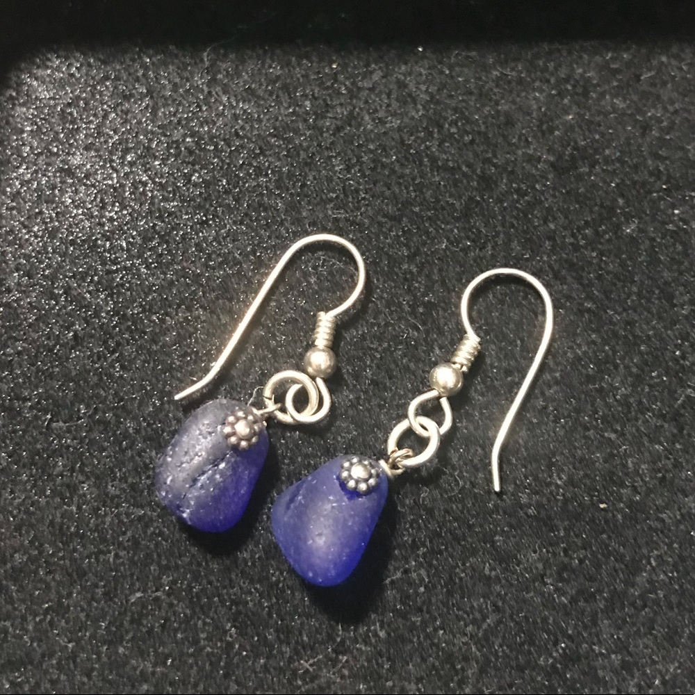 Silver and Lapiz drop earrings